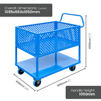 2 Tier Steel Half Height Single Basket Trolley