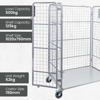 Heavy Duty 3-Sided Mesh Cage Trolley (with Doors)