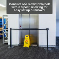 Single Belt Retractable Post Barrier with 2m Belt