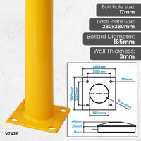 Powdercoated Yellow Safety Bollards (Concrete Fillable) 