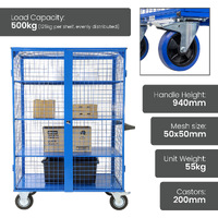 Light Duty Mesh Cage Trolley (With Steel Shelves)