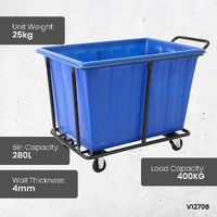 280L Plastic Bin Trolley - Blue 