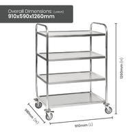 4 Tier Stainless Steel Trolley