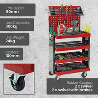 Quad Deck Tool Cart (with tool board)