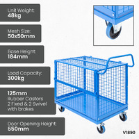 Mesh Cage Trolley with Drop Down Gate & Lockable Lid