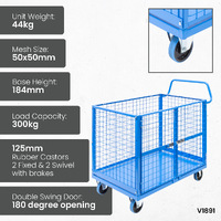 Mesh Cage Trolley with Lockable Double Swing Mesh Door