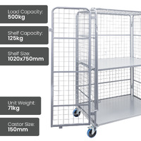 Heavy Duty Mesh Cage Trolley (with Doors & Roof)