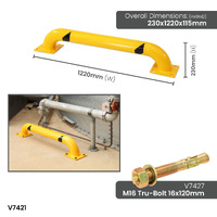 Fixed Safety Bollards -  Yellow 'U' Bar low Bollards