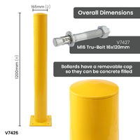 Powdercoated Yellow Safety Bollards (Concrete Fillable) 