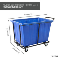 280L Plastic Bin Trolley - Blue 