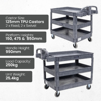 3 Tier Plastic Utility Cart (with Ergonomic Handle)