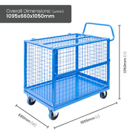 Mesh Cage Trolley with Drop Down Gate & Lockable Lid