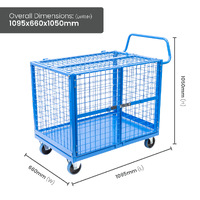 Mesh Cage Trolley with Lockable Double Swing Mesh Doors & Lockable Lid