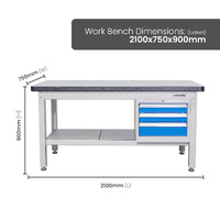 2100mm Industrial Work Bench with Lockable 3 Drawer Unit