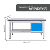 2100mm Industrial Work Bench with Lockable Cupboard