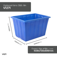 280L Plastic Bin Trolley - Blue 