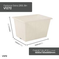 280L Plastic Bin Trolley - White