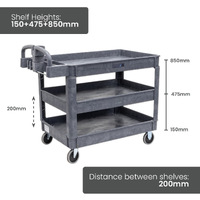 3 Tier Plastic Utility Cart (with Ergonomic Handle)