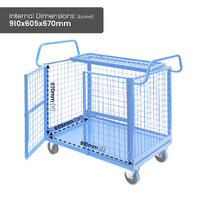 Mesh Cage Trolley with Lockable Double Swing Mesh Doors & Lockable Lid