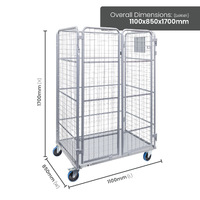 Heavy Duty 3-Sided Mesh Cage Trolley (with Doors)