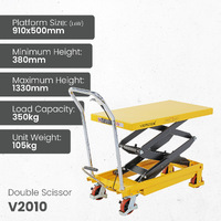 Scissor Lift Trolley 500x910mm (350kg capacity) -  Double Scissor