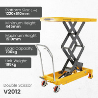 Scissor Lift Trolley 610x1220mm (700kg capacity) - Double Scissor