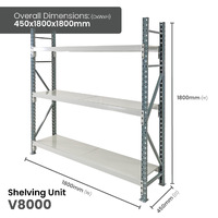 Heavy Duty Longspan Shelving - Steel 1800mm wide