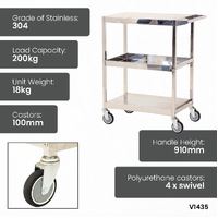 Stainless Steel 2 & 3 Tier Trolleys