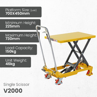 Scissor Lift Trolley 450x700mm (150kg capacity) - Single Scissor