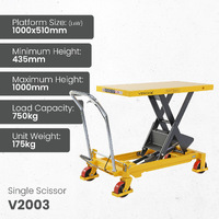 Scissor Lift Trolley 510x1000mm (750kg capacity) - Single Scissor