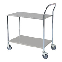 2 Tier Flat Deck Trolley (Stainless Shelves)