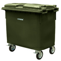 Large Plastic Wheelie Bin  -  Flat Lid 660L (Dark Green)