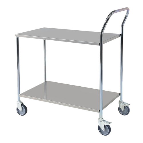 2 Tier Flat Deck Trolley (Stainless Shelves)