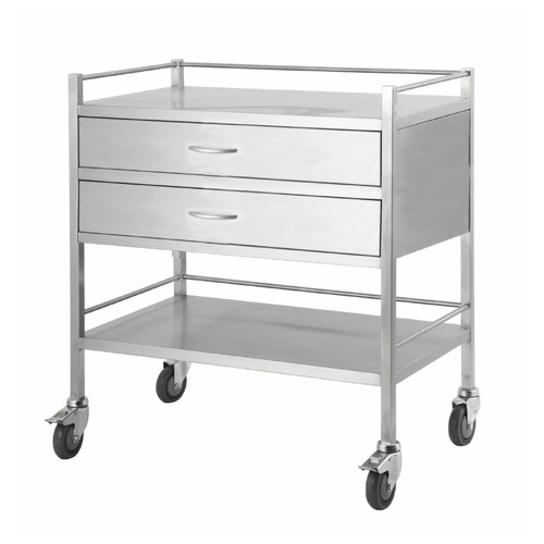 Double Stainless Steel Instrument Trolley (with 2 Drawers)