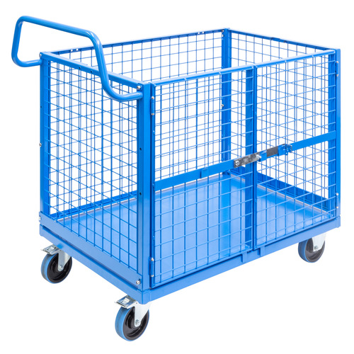 Mesh Cage Trolley with Lockable Double Swing Mesh Door